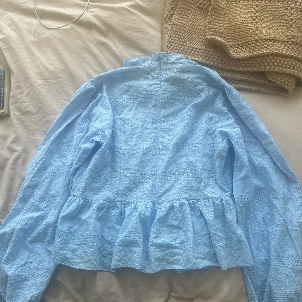 Light Blue Ruffled Blouse - Picture 2 of 2